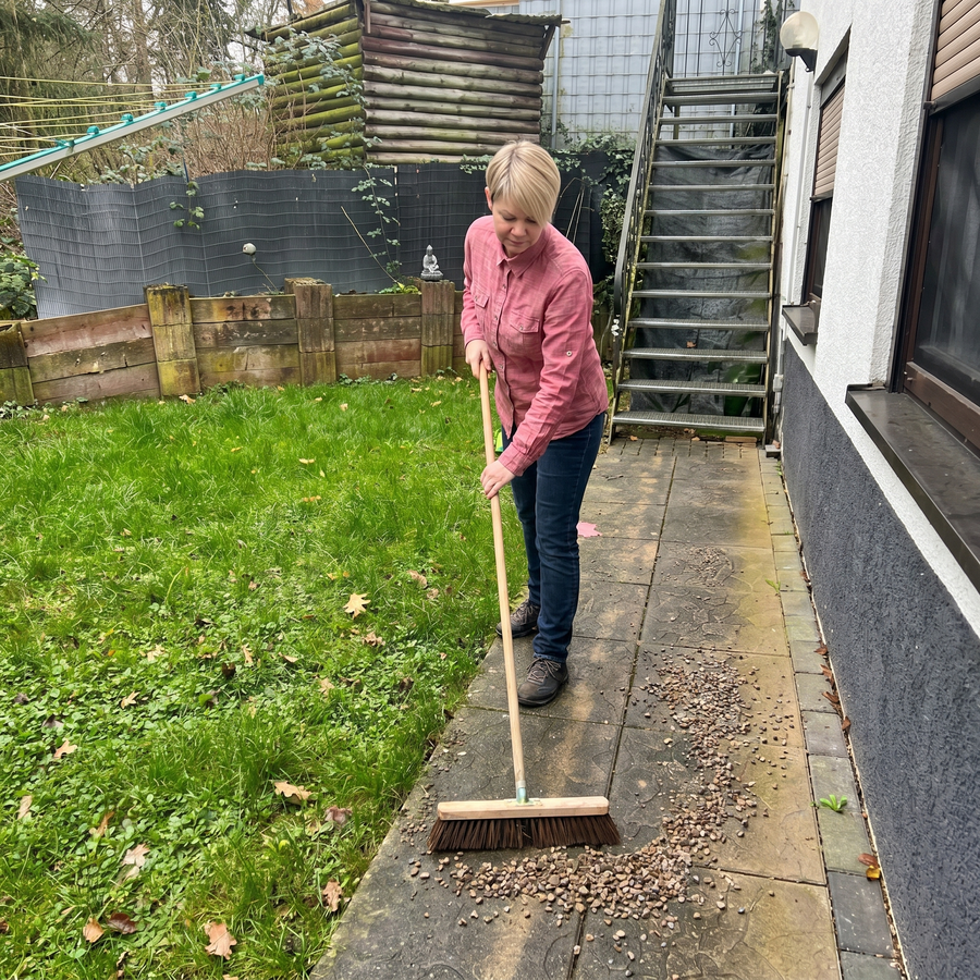Loose gravel scattered across a garden